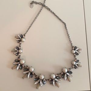 LOFT silver and white jeweled necklace